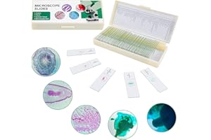 USCAMEL 50 Prepared Microscope Slides with Specimens for Kids Students - Plants Insects Fish Animals Human Tissue Cells Samples, for Biological Science Lab, Children Education, Homeschool