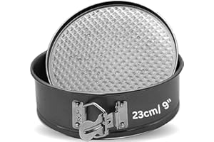 RHOLET Cake Tin 9 Inch for Baking, 23cm Springform Baking Tin for Cheesecake, Non-Stick Deep Round Cake Pans, Bakeware, Unique Rhombus Design-Oven Safe, Home and Kitchen