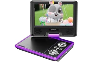 Yoton 9,5" Tragbarer DVD-Player für Kinder im Auto mit 7,5" HD-Schwenk Bildschirm, Stereo-Lautsprechern, 6 Stunden Akkulaufzeit, Sync-TV/USB/SD-Karten-Unterstützung, Lila [Kein Blu-ray Support]