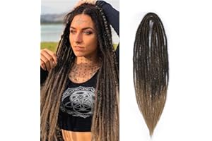 FANWYFYU 24INCH-Double Ended Extensiones de Rastas Sintéticas Delgadas 10Hebras Cabello Trenzado de Ganchillo Rastas Suaves Rastas de Un Solo Extremo Reggae Hip-Hop Estilo Hippie（1B/27）
