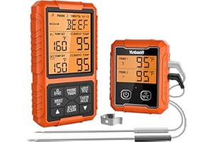 Bezprzewodowy termometr do mięsa, Yunbaoit cyfrowy zdalny jedzenie gotowanie mięsa termometr do grilla wędzarni piekarnika kuchni, 1,5 m zasięgu i dwie sondy