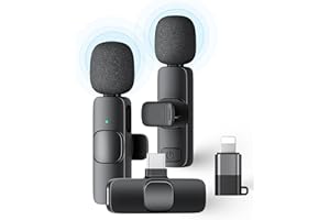 KUKIHO Microfono Lavalier Wireless per iPhone/Android (2 Trasmettitori), Mini Microfono Clip Riduzione Rumore Plug-and-Play per Registrazioni Video, Podcast, TikTok, YouTube, Vlog