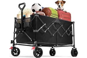 MALOROY Bollerwagen Faltbar 180L 180KG, Klappbarer Handwagen mit Extra Breite Reifen All Terrain Bollerwagen & Doppelbremsen - Großer Faltbollerwagen für Strand, Camping, Gartenarbeit, Einkauf als Strandwagen