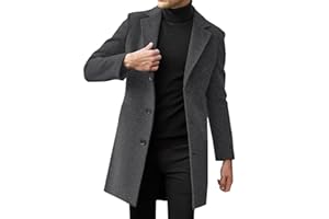 AIDODMOM Manteau Chaud Pour Homme, Manteau d'hiver, Veste Pour Homme, Manteau Long, Coupe Ajustée, Manteau de Mi-saison, Gabardine d'hiver, Veste Longue Pour Homme, Confortable à Porter.