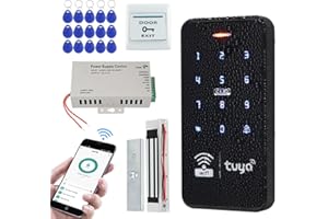 FUSYTULY wasserdichte Drahtlose Tür zugangskontrollsysteme Kits WiFi Tuya RFID Tastatur 125KHz 13.56MHz + DC12V 3A Netzteil, 180KG Magnetische Schlag Elektrische Schlösser (Kit S20Tuya-Magnetic Lock)