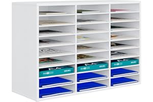 ‎PAG PAG 27 Fächer Verstellbarer Dokumentenablage aus Holz,Holz-Literatur-Stehsammler,Aktensortierer Briefablage A4 Zeitschriftenständer,für Büro/Zuhause/Schule, Weiß