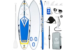 Tuxedo Sailor Inflatable Stand Up Paddle Board SUP Yoga Board Complete Accessories Adjustable Paddleboard, Pump, ISUP Travel Backpack, Mobile Phone Waterproof Bag, Fin, Paddling Surfboard