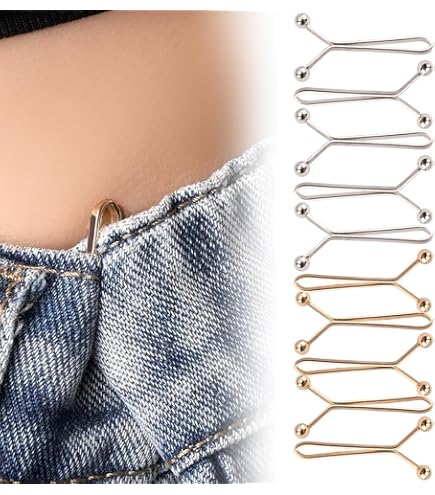 JRYXDS 12 Clip A U Regolabili Per Jeans E Pantaloni – Senza Cucire, In Metallo, Finiture Oro/argento/gunmetal/rosa, 35x17 Mm, Perfette Per Stringere La Vita E Come Accessori Creativi