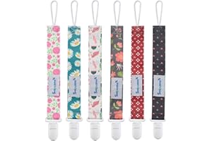 Smlpuame Attaché Tétine pour Bébé - Lot de 6 Pièces, Attache Sucette Multicolore, Accroche Tétine pour Bébé Garçon et Fille(Fleur)