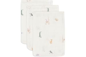 Jollein Jungle Jambo Lot de 3 Serviettes de Toilette pour bébé 100% Coton 15 x 20 cm Certifié Oeko-Tex