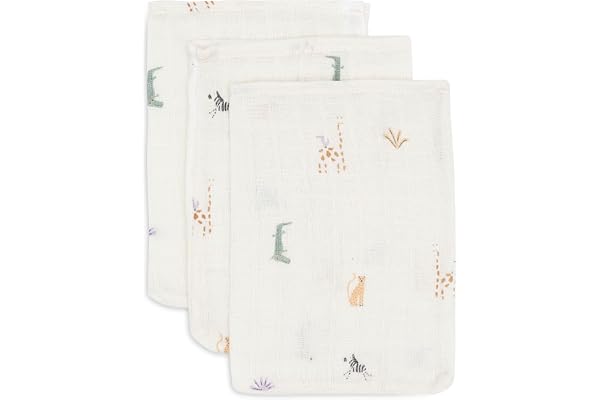 Jollein Jungle Jambo Lot de 3 Serviettes de Toilette pour bébé 100% Coton 15 x 20 cm Certifié Oeko-Tex