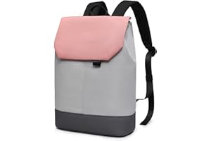 HYZUO Mochila para mujer, resistente al agua, ligera, elegante mochila universitaria, escuela, trabajo, viajes, casual, mochila con compartimento para laptop de 13.3 pulgadas, Rosa-gris, 14 Pulgadas,