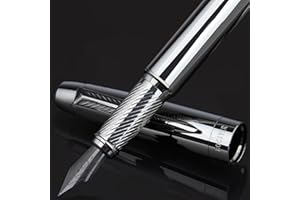 BOCIYER Fountain Pen with Fine Nib & Black Ink, Refillable & Elegant Bent Nib Design, Fountain Pens for Writing, Best Fountain Pen for Smooth & Fancy Writing(Grey)