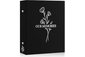 Lanpn Lino Album de Fotos 10x15 400, OUR MEMORIES Tapa Dura Album para Photos Bolsillos Verticales Negro