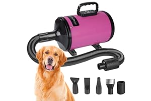 Hoapin Secador de Pelo para Perros 3200W/4.3HP, Perro Pelo Secador Profesional con Pantalla Digital y 6 Velocidad Ajustable del Viento y Rango de Temperatura de 35 ℃ a 70 ℃