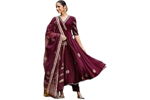 GoSriKi Anarkali Kurta aus Rayon Melange mit Hose und Dupatta für Damen