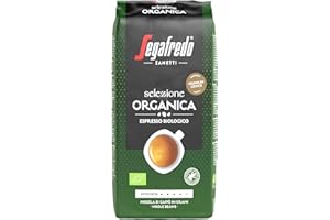 Segafredo Zanetti Selezione Organica – całe ziarna (opakowanie 1 kg) – nadaje się do wszystkich włoskich specjałów kawowych – ziarna kawy o średnim paleniu, czekoladzie i karmelu