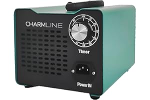 Charmline Generador de Ozono 20000mg/h, hasta 200㎡, O3 Ozono Purificador de Aire Dispositivo de Ozono con Temporizador, Eliminador de Olores para Coche, Habitación, Garaje, Humo y Mascotas