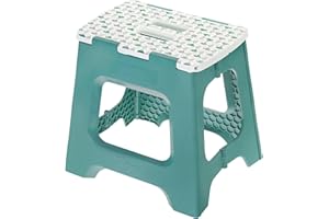 VIGAR Folding Step Stool 32 cm with Handles, Turquoise, Polypropylene, Geom On Top Green
