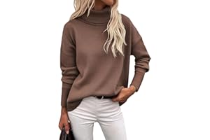 Zeagoo Pull Col Roulé Femme Hiver Chaud Chic Pulls Elégant Pullover Jumper Longues Tricoté Tops Décontracté Automne