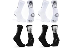 PERMANENTLY001 4-Paia Calzini Calcio Antiscivolo Uomo Donna, Cotone, Imbottita, Traspiranti, Grip Calzino Allenamenti per Yoga Pilates Rugby Basket Tennis