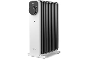 Midea Radiateur à Bain D'huile 2300W - 11 Ailettes, Commande Rotative, Thermostat Réglable, 3 Puissances, Sécurités Anti-Basculement Et Surchauffe - Silencieux Pour Bureau Et Maison