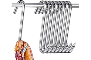 WEERSTONE Fleischerhaken 12 pcs S Haken Edelstahl Räucherhaken Hängehaken 13cm Metzgerhaken Küchenhaken Fleischhaken Fischhaken S-förmige Haken für BBQ Backen Fleischverarbeitung