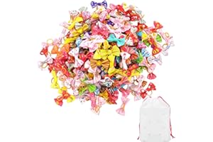 DHSBGWSX 100 corde per capelli con fiocco, 1 borsa portaoggetti, accessori per capelli di animali, elastici creativi per cani, elastici per animali domestici, accessori per copricapo per gatti