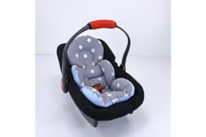 Umay Baby Baby Car Seat Cushion – Universal Infant Car Seat Liner, Head & Body Support (Dark Grey Star/Blue)