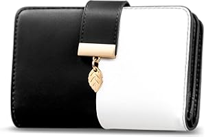 Faneam Ladies Purse RFID Blocking Leather Wallet Women's Small Purse Ladies Bifold Purse Credit Card Wallet with Wrist Strap, 1 Zip Coin Pocket, 14 Card Slots, Exquisite Box