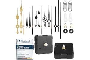 LUSEE 2 Stück Mechanismus Uhrwerk für Wanduhr mit 5 Sätze Uhrzeiger, Geräuschloses Lautlos Quarz Uhrwerk Set für Uhr Wanduhr Reparatursatz Ersatzteile Ersatz Zubehör (Schaft: 13mm / 0,51Zoll)