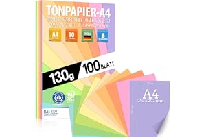 Pastel Toner Paper DIN A4-100 Sheets 130 g - 10 Colours - Solid Paper | Coloured Sheets for School, Children and DIY Crafts, Pastel Colours - Blue English Certified - Made in Germany