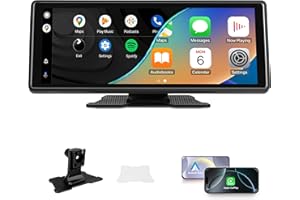PASHLYSH Auto-Display kompatibel mit CarPlayy und Android Auto, Wireless Connect Radio, tragbares Android Carplayy 10.26-Zoll-IPS-Touchscreen 1080P, Googlee und Siri Assistant (10.26 inch)