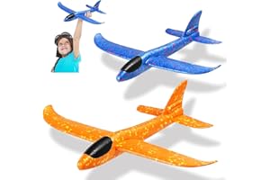Dekewe Avion Planeurs Enfant, Planeur en Mousse, de Lancer Manuel pour Enfants, Avion en Mousse pour Enfants, Jouets de Sports de Plein Air pour Enfants, Bleu,Orange