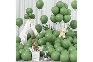 Jobkoo 100 Stück Luftballons Grün, 12 Zoll Matt Ballon Salbeigrün, Boho Eukalyptus Grüne Latex Helium Luftallon, Avocado Sage Grün Party Ballons Olivgrüne Für Geburtstag Babyparty Hochzeit Party Deko