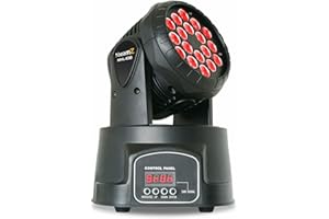 Beamz MHL108MK4 Mini Lyre Wash - 3W, 18x LEDs RGB 3W, Modes DMX et Autonome, Fonctionnalité Maitre/Esclave, Pan 540°, Tilt 270°, Idéal pour la Scène, Bar, Boîte de Nuit