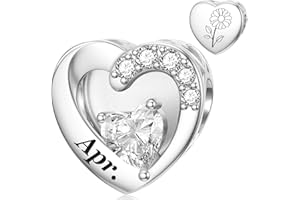 SEVENWELL Geburtsstein Charm für Pandora Charm 925 Sterling Silber Monat Blume Geburtstag Bead Charm