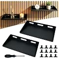 2 Pièces Étagère pour Panneaux Acoustiques, Étagère Murale Noire 24x9,7 cm | Étagère Murale sans Perçage, Accessoire pour Panneaux Acoustiques, Montage Rapide sans Dommages, Étagère Décorative