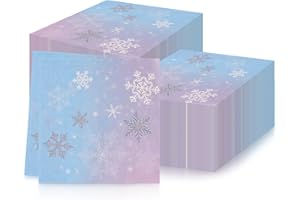 MCISKIN Weihnachts Party Servietten, Schneepapierservietten, Cocktailservietten Dinner Servietten, blaue Eiskönigin-Papierservietten, Seidenpapier für Geburtstagspartys, Hochzeiten, Weihnachten, Babypartys