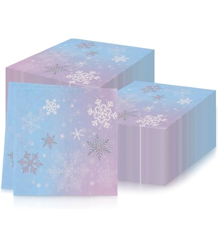 Weihnachtsservietten Blau Mit Schneeflocken – 20 Stück, 33x33 Cm, Doppellagig