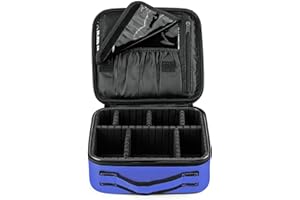 FORRICA Kosmetyczka damska, przenośna, organizer na kosmetyki, torba podróżna na kosmetyki, dla dziewcząt i kobiet, kuferek na kosmetyki, niebieski, L, kuferek kosmetyczny