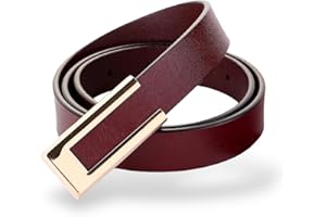 CASERBAY CB Women's Soft Genuine Leather Belts Waist Belt Gold Solid Color Buckle Waistband For Pants, Jeans, Suit Waist 28'-34'