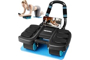 Mexlyca Ab Roller Wheel; 4-Wheel Automatic Rebound Abdominal Exercise Wheel with Elbow Support; Belly Wheel Abs Wheel for Core Strength Training For Women & Men; Home Gym Exercise Wheel with Knee Pad