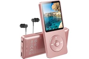 AGPTEK Mp3 Classique 16Go Ultra-Longue Autonomie jusqu'à 70 Heures de Lecture Musique avec Ecran de 1.8 Pouces, Petit Lecteur MP3 Sport pour Enfant/Adulte(Slot Carte mémoire jusqu'à 128Go)-Or Rose