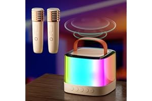 EXSIVEMY Mini Karaoke Machine 2 Microphones for Kids Portable Karaoke Machines Wireless Bluetooth for Girls With RGB Lights,Kids Girls Toys For Age 3,4,5,6,7,8,9,10+ Bluetooth Speaker (Multi-coloured)