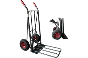 Ravendo Profi Sackkarre klappbar Transportkarre 250kg mit Easy-Tip-Funktion (Easy-Tip für leichtes Kippen und 50% Gewichtsbelastung, hochwertiges Luftrad, zusätzliche Ladefläche) Grau, sehr robust