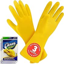 Siyecioa 6 Paires Gants Menage, Gant De Nettoyage, Gant De Protection, Gants Latex, Gants Vaisselle, Home Disinfection Dust Removal Gloves, M Code(Jaune