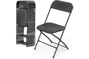 Bonnlo Set de 8 Sillas Plegables – Sillas de Comedor, Jardín, Camping, Plegables, para Balcón, Sala de Estar, Restaurante y Conferencias, Ergonómicas, 47x47x75 cm, hasta 150 kg, Negro
