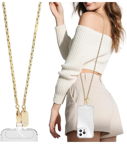 UKON Mobile Phone Lanyard Crossbody And Phone Wrist Strap Set, Metal Phone Chain Neck Strap For - View #6