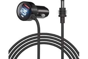 RVMARINEPAT 3-in-1 Power Cable for Starlink Mini with Digital Display DC 100W+ Car Charger, 10FT 12V-24V Cigarette Lighter Adapter, LED Voltage Monitor, USB & Type-C Ports Round